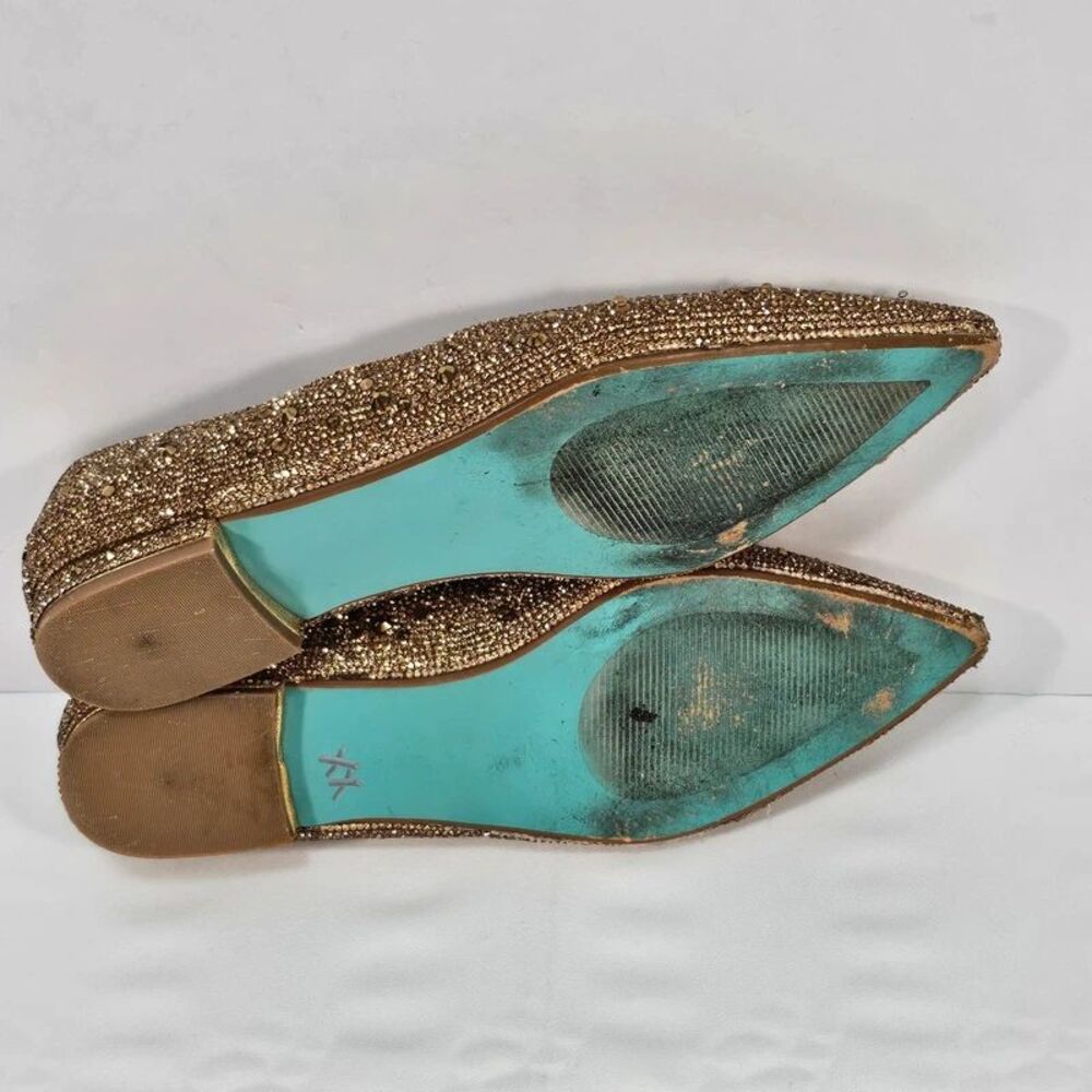 Betsey Johnson Jude Gold Rhinestone Pointed Toe Flats Size 11 M Glam Party - Picture 5 of 8